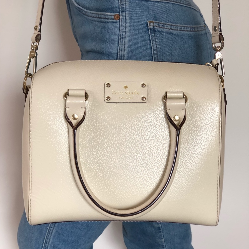 kate spade New York Cream Leather Satchel